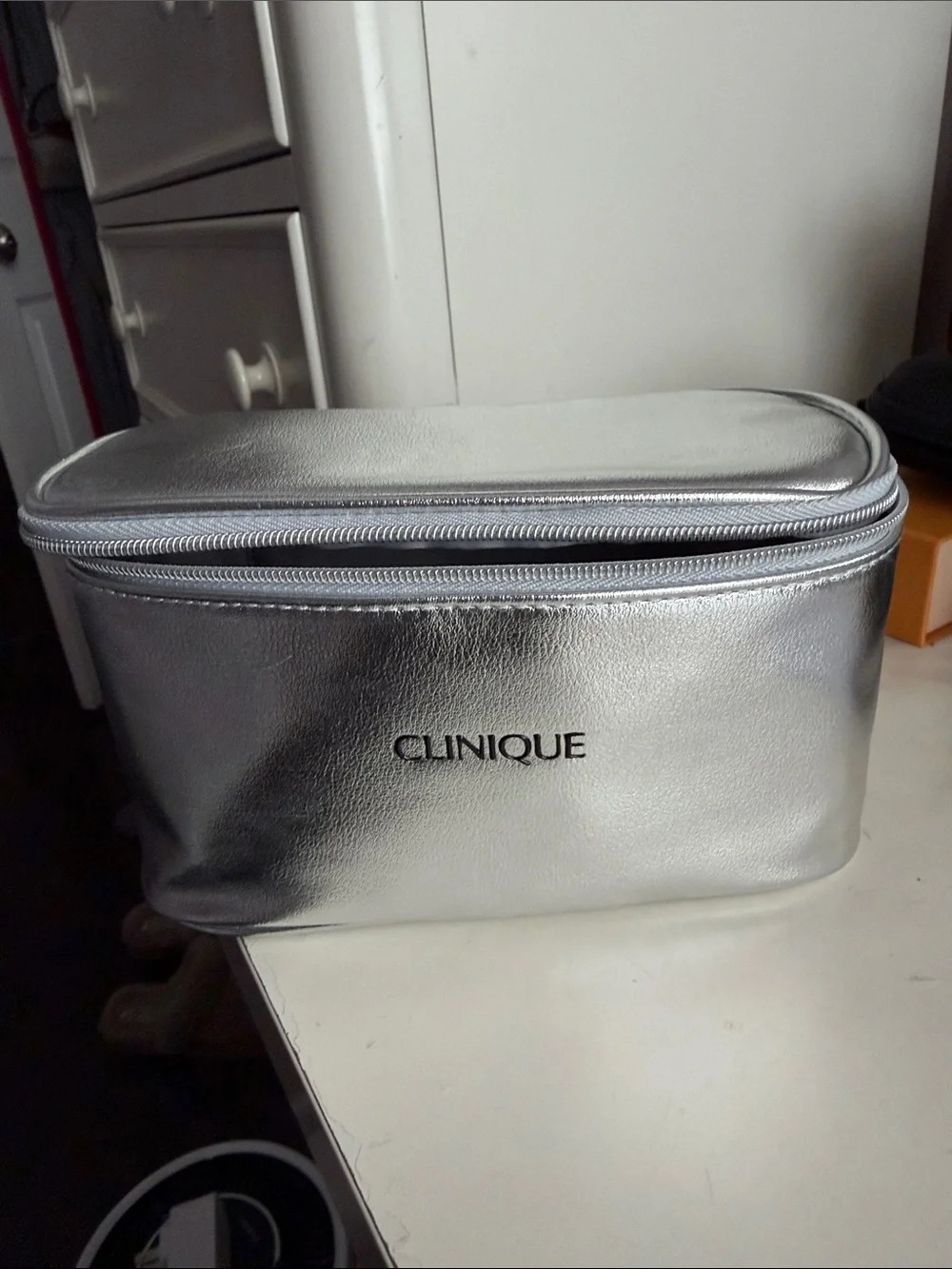 Clinique Small Light Silver Cosmetic Pouch